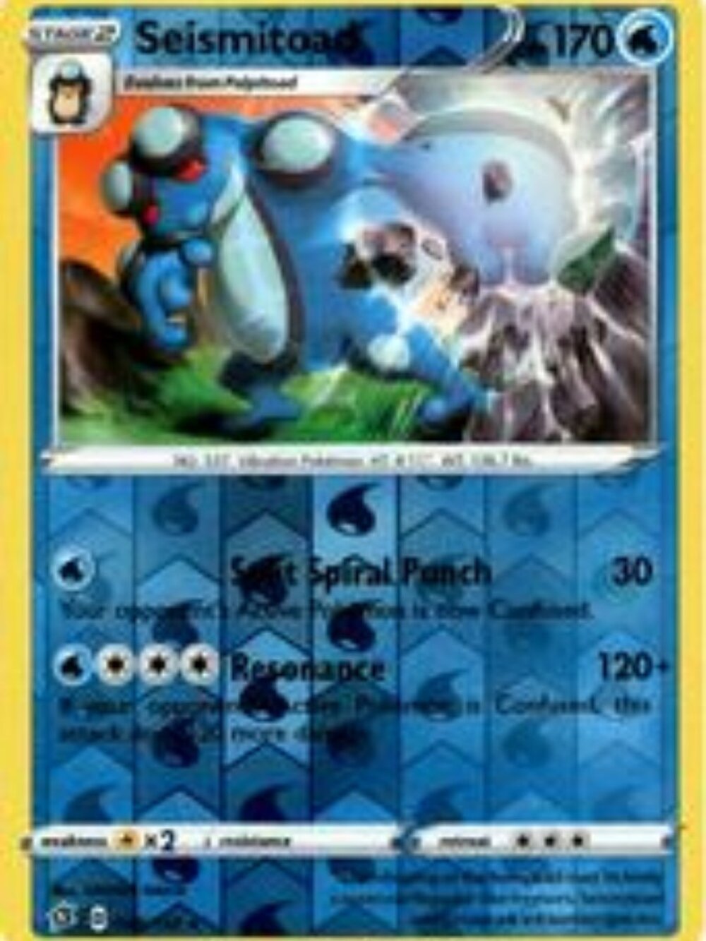 Rare Reverse Holofoil Water Type Pokemon Cards Seismitoad, Walrein & Snom